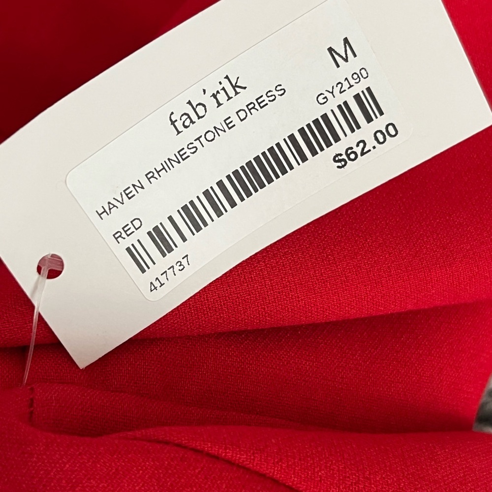 DO+BE tube rhinestone embellished strapless red mini dress going out cocktail M - Picture 7 of 7